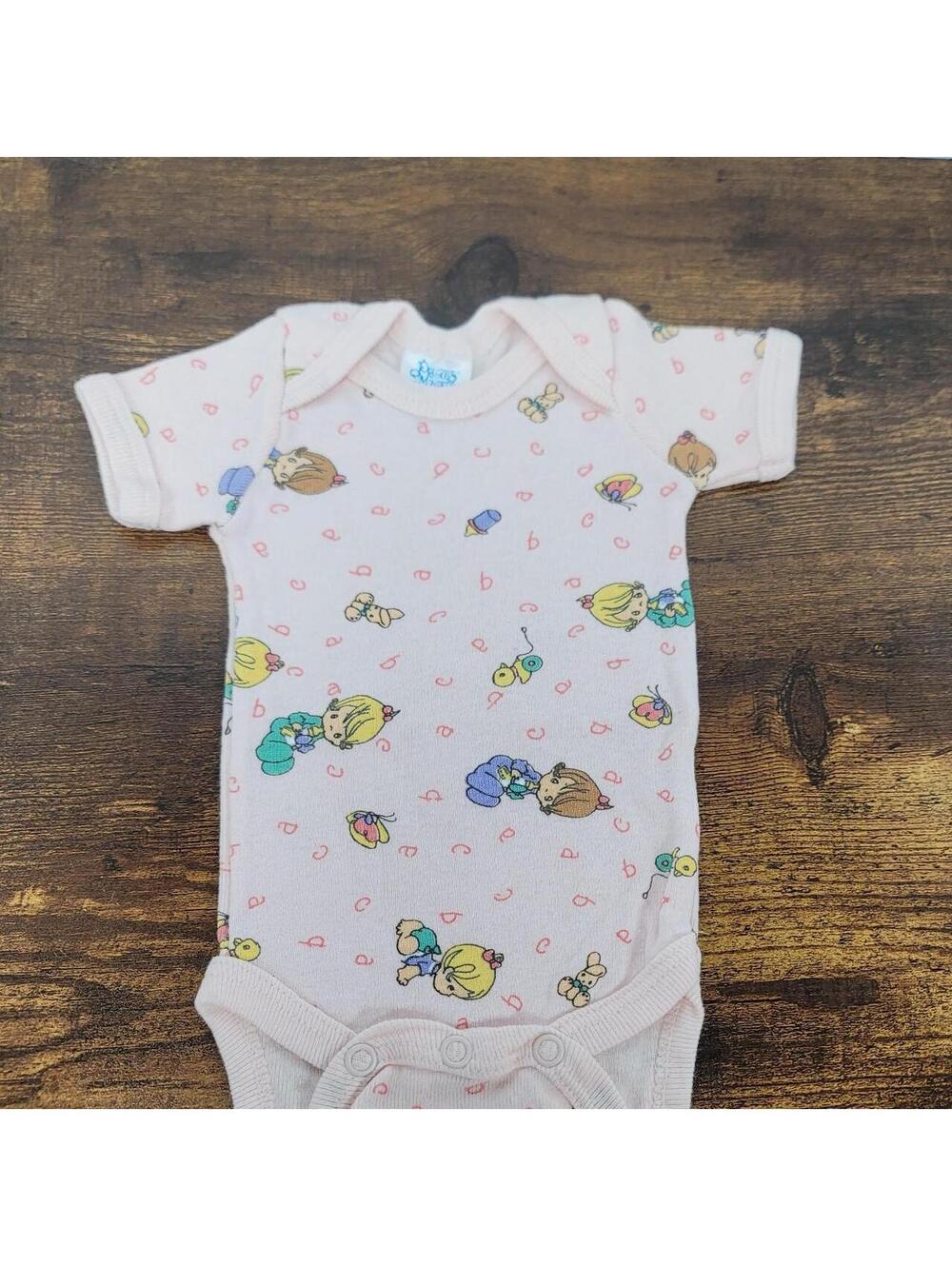 Precious Moments baby bodysuit with cartoon babies and letters size newborn